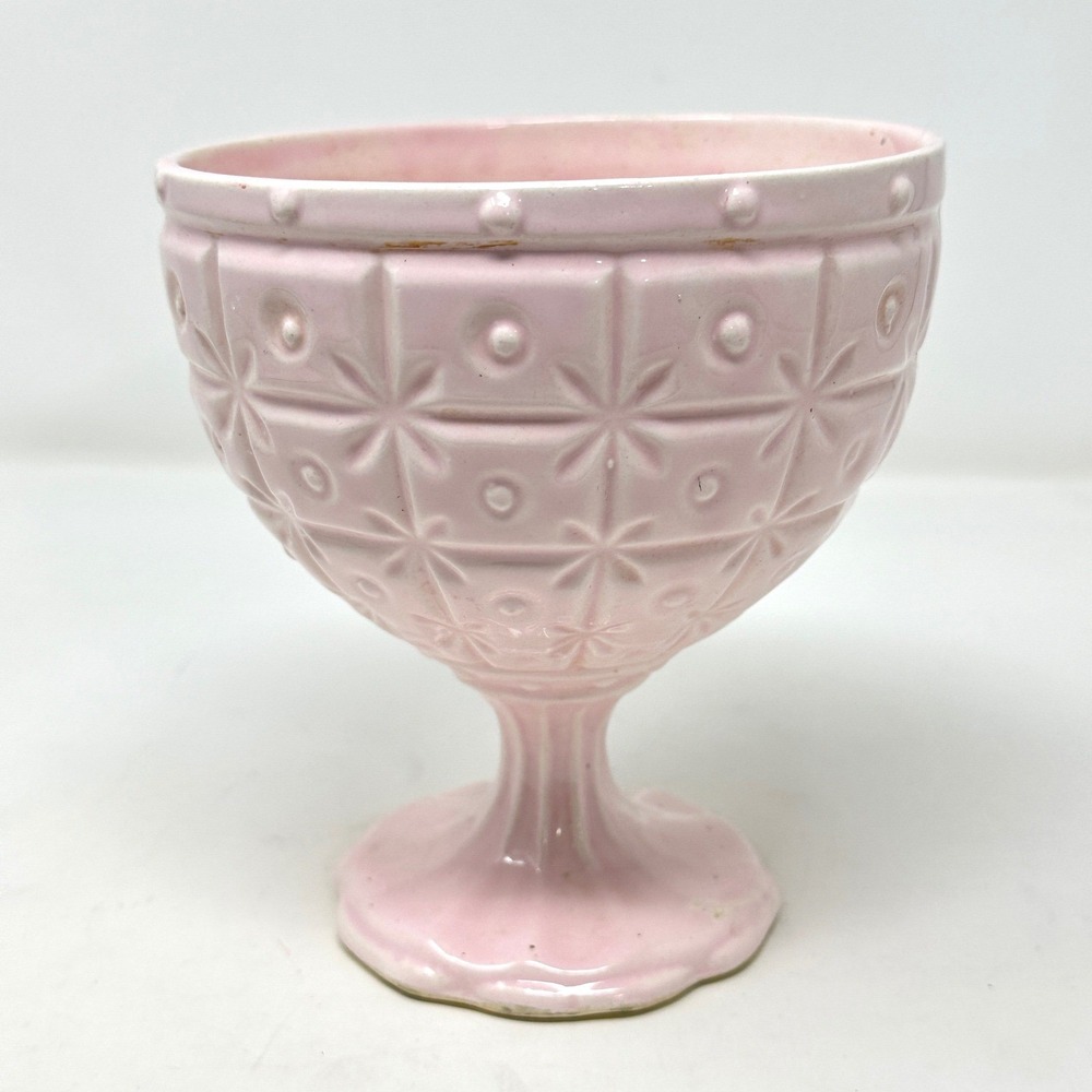 Vintage Horton Ceramics Texas E6 Pink Starburst Footed Planter Goblet MCM 5.75in
